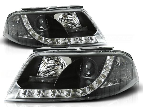 Scheinwerfer LED Tagfahrlicht Optik für VW Passat 3BG Bj. 00-05 Schwarz